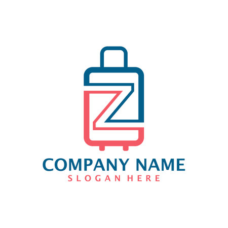 Letter Z with Suitcase logo design vector. Initial Z with Suitcase logo design template conceptのイラスト素材