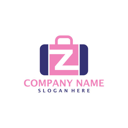 Letter Z with Suitcase logo design vector. Initial Z with Suitcase logo design template conceptのイラスト素材