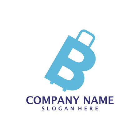 Letter B with Suitcase logo design vector. Initial B with Suitcase logo design template conceptのイラスト素材