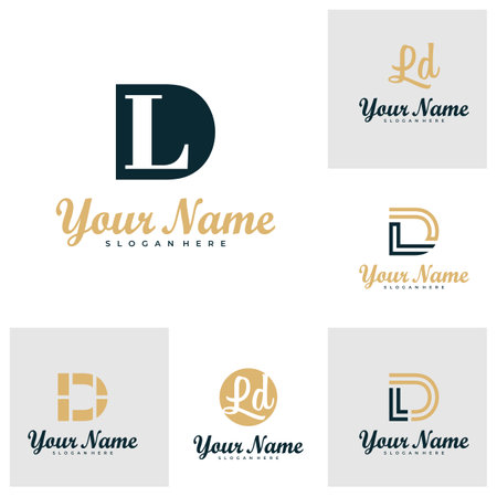 Set of Letter LD logo design vector. Luxury LD logo design template conceptのイラスト素材
