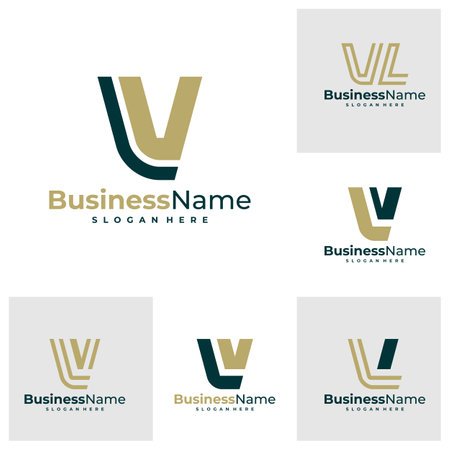 Set of Letter VL logo design vector. Luxury VL logo design template conceptのイラスト素材