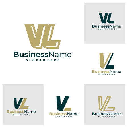 Set of Letter VL logo design vector. Luxury VL logo design template conceptのイラスト素材