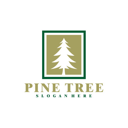 Pine Tree logo design vector. Creative Pine logo concepts templateのイラスト素材