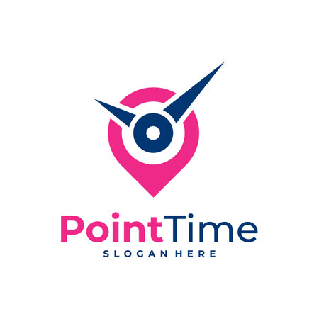 Time with Point logo design vector. Creative Clock logo concepts templateのイラスト素材