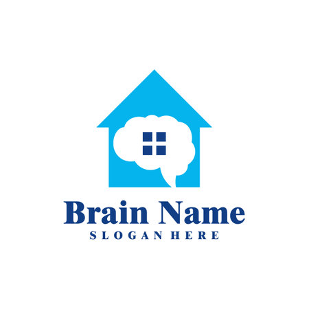 House Brain logo design vector. Creative Brain with House logo concepts templateのイラスト素材