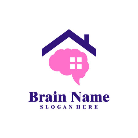 House Brain logo design vector. Creative Brain with House logo concepts templateのイラスト素材