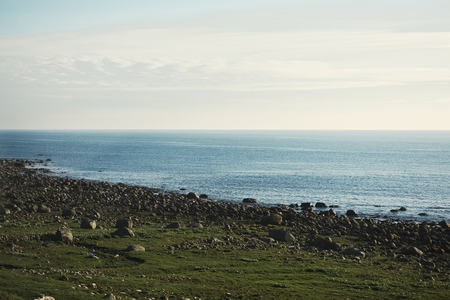 Sea tropical landscape with mountains and fjordsの写真素材