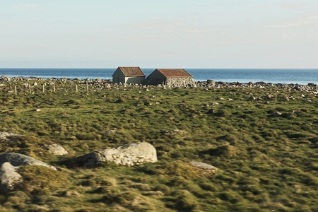Two old payozas on the seaの写真素材