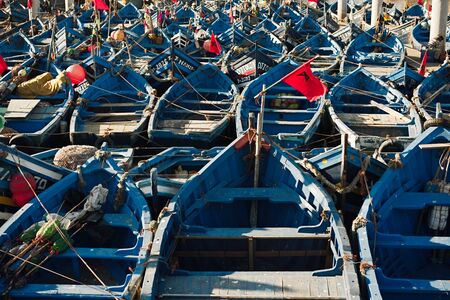 Morocco , Africa, January 16, 2020: Fishing boats in harbour Essaouira north Atlantic Morocco North Africaのeditorial素材