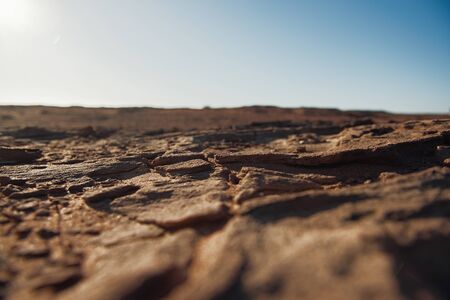 Ancient natural sandstone formations with colorful layers in Africa. Close up view.の写真素材