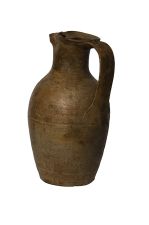 Broken clay pot isolated on white background.の写真素材