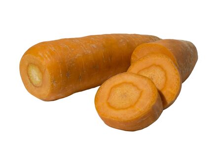 Composition two carrots, sliced, chopped, clean, peeled.の写真素材
