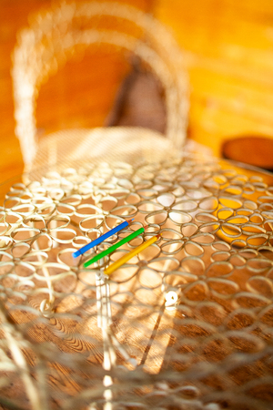 Colored pencils shot in a miniature styleの写真素材