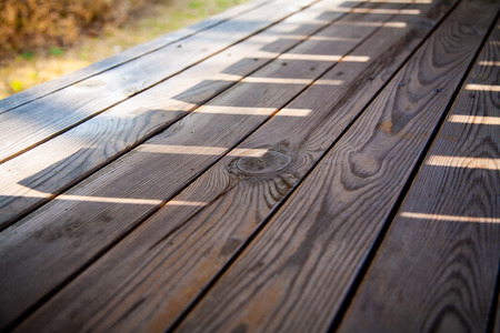 The bench is regular and interestingの写真素材