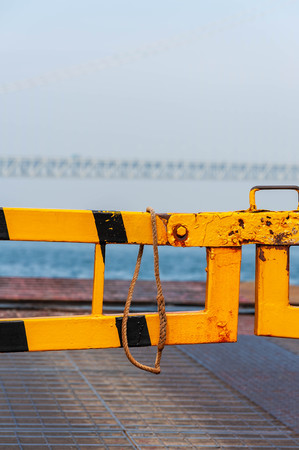 Rope tied to construction gate