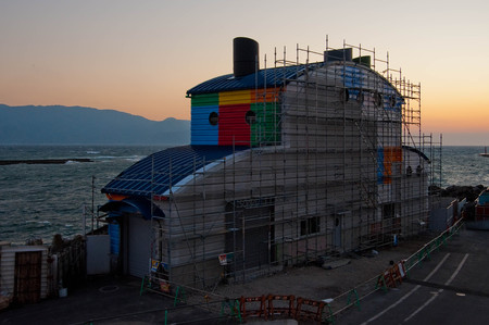 Construction site of colorful buildingの写真素材