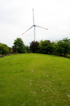 Green hill and wind power propeller