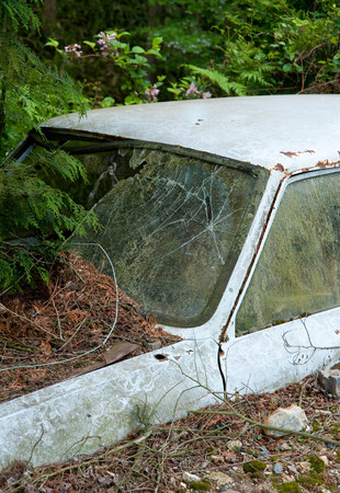A car that goes down while being abandonedの写真素材