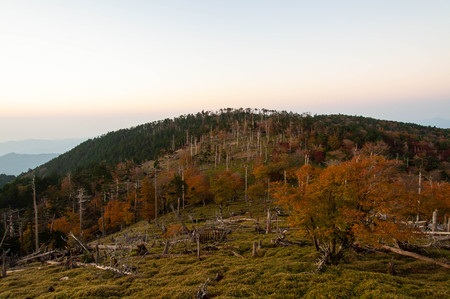 A mountain shot at the dawn of Odaigaharaの写真素材