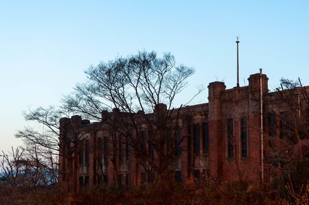 Abandoned in a beautiful morning glowの写真素材