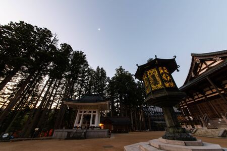 Blue sky at dawn, temple and treesのeditorial素材