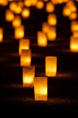 A park in Nara where many candles are lined up.の写真素材