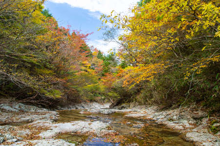 The valley reflected in the blue skyの写真素材