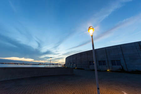 Osaka Port in the early morning with impressive cloudsの写真素材