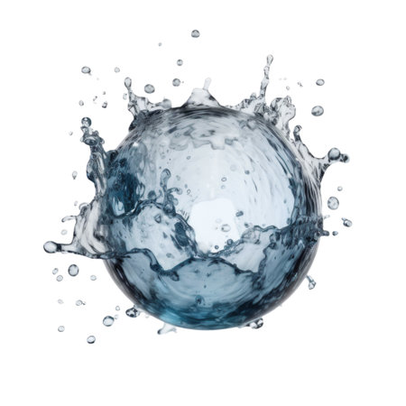 Water splash isolated on white background. water ballの素材