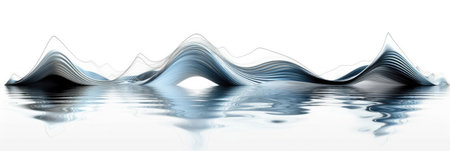 Blue sine curve as abstract background with text free space.の素材