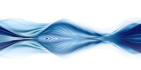 Blue abstract wave with reflection as background in panoramic format. Generative AIの素材