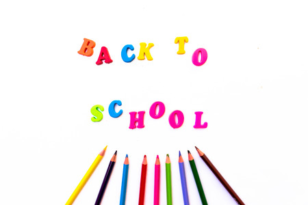 colorful letters back to school and colorful penの写真素材