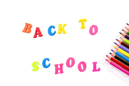 colorful letters back to school and colorful penの写真素材