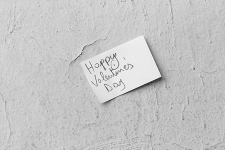 happy valentine's day card on wall houseの写真素材