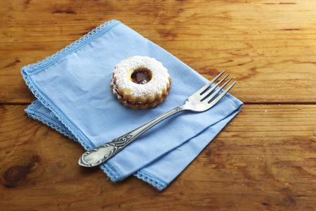 delicious traditional algerian cookies with apricot jam on rustic wooden. Holiday conceptの写真素材