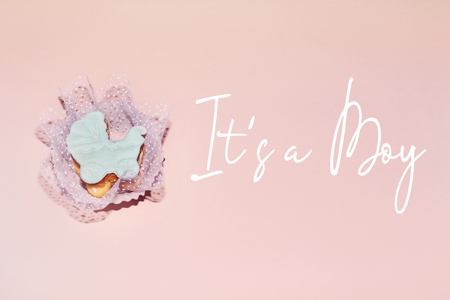 it's a boy with almond stroller cake for shower partyの写真素材