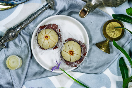 Oriental Algerian sweet cookies named Touma in Arabic language mean garlic in englishの写真素材