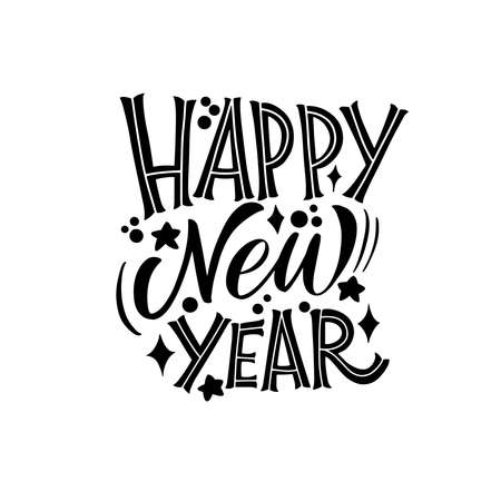 Happy new year. Great lettering for greeting cards, stickers, banners, prints and home interior decor. Xmas card. Merry Christmas 2021.のイラスト素材