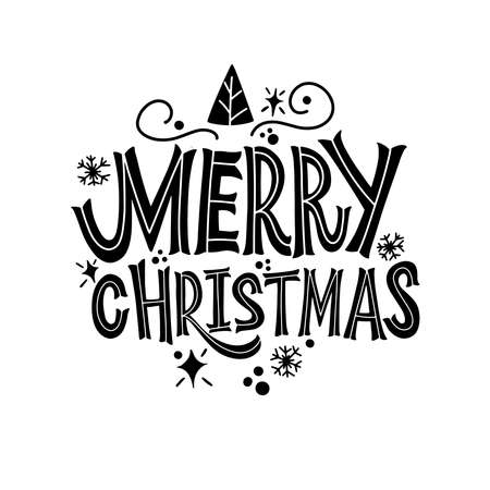 Merry Christmas. Great lettering for greeting cards, stickers, banners, prints and home interior decor. Xmas card. Happy new year 2021.のイラスト素材