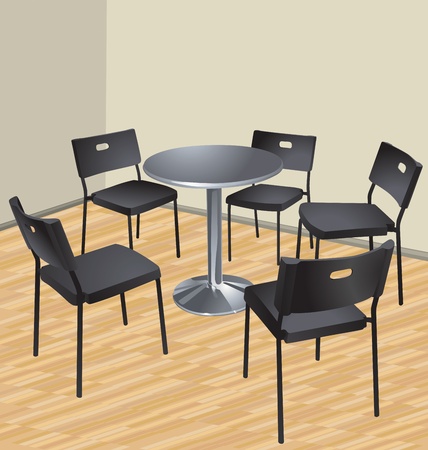 five chairs and tableのイラスト素材