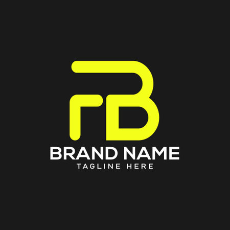 FB Creative logo design, brand company identity design, logo color yellow with white font, and black background.のイラスト素材