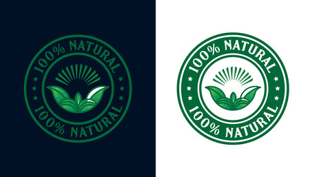 Organic natural product, label, emblem, badge, vector illustrationのイラスト素材