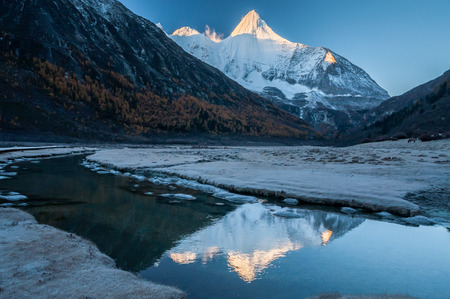 Mt.  Jampayang before sunrise in  Yading national level reserve, Daocheng, Sichuan Province, China.の写真素材