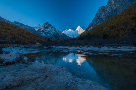 Mt.  Jampayang before sunrise in  Yading national level reserve, Daocheng, Sichuan Province, China.の写真素材