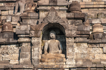 Buddhist Carving Arts wall at in Borobudur Temple, Yogyakarta, East Java Indonesia.の写真素材