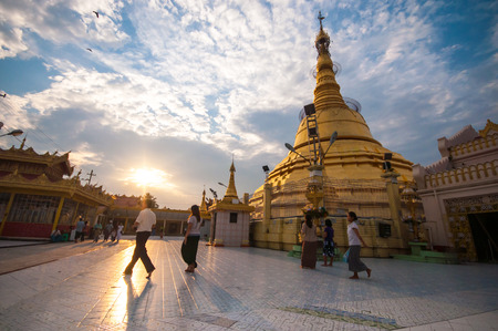 Yangon, Myanmar - March 13, 2011: Myanmar people walking around the Botataung Pagoda temple in Yangon , Myanmar.のeditorial素材