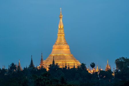 Shwedagon Pagoda at morning in Yangon Myanmarの写真素材