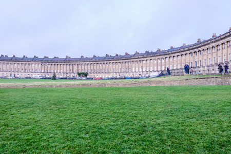 Bath, UK - December 18, 2016 : View of the  Circus, famous circular Royal Crescent building in Bath city ,United Kingdom.のeditorial素材