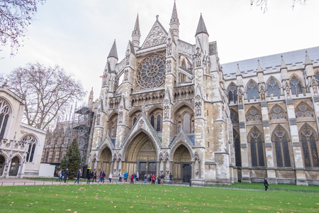 London, UK - December 22, 2016 : The Gothic church of Westminster Abbey, the site of English coronations in London.のeditorial素材