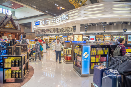 Bangkok- May 2,2018 : King power Duty free shop at Don Mueang Airport, Bangkok of Thailand. Don Mueang International Airport is one of two international airports serving Bangkok, Thailand.のeditorial素材
